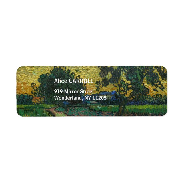Etiqueta Vincent van Gogh - Paisagem em Twilight (Frente)
