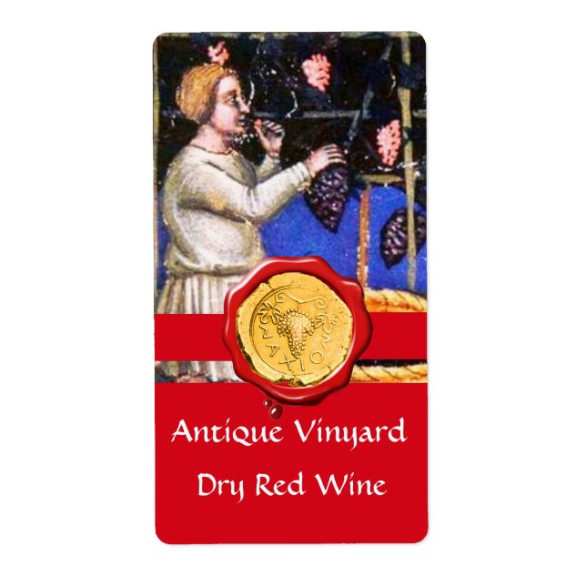 ETIQUETA VINHA DE UVAS ANTIGAS COLHEITA DE COLHEITA VERMELH (Frente)