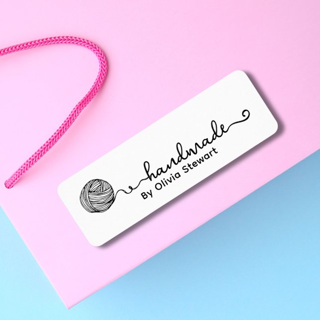 Etiqueta Vinheta de crochê com fio e nome personalizado (Criador carregado)