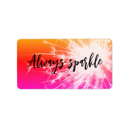 Etiqueta Vinheta de Fireworks Sempre Sparkle - Laranja Rosa