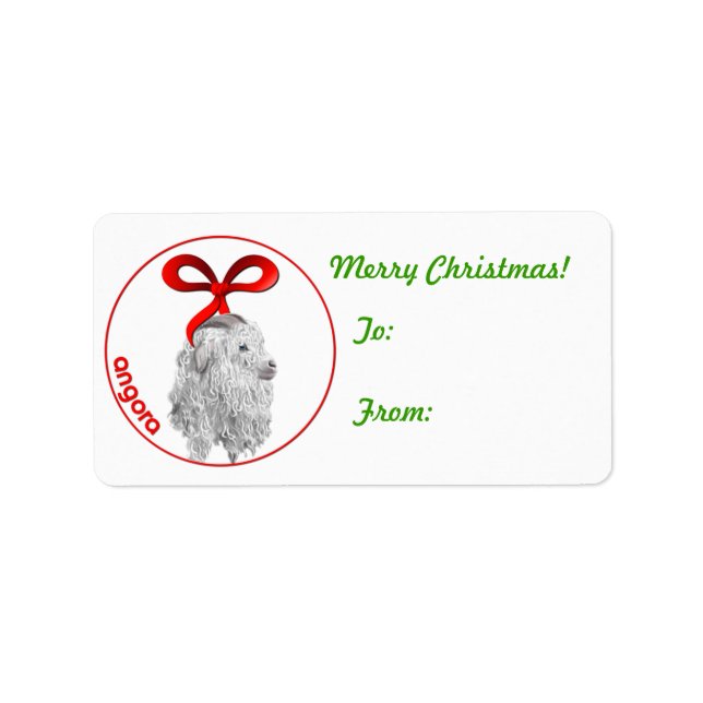 Etiqueta Vinheta de presentes de Natal Angora Goat (Frente)
