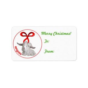 Etiqueta Vinheta de presentes de Natal Angora Goat
