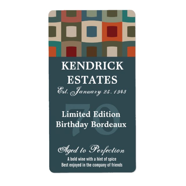 Etiqueta Vinho Azul de Aniversário (375 ml) (Frente)