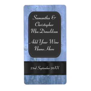 Etiqueta Vinho de casamento de metal azul