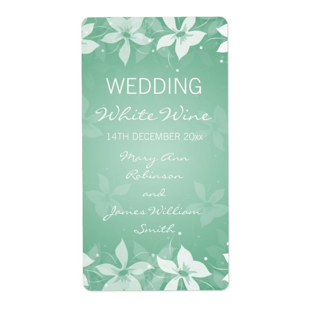Etiqueta Vinho De Casamento Floral Rótulo De Sangue Exótico (Frente)