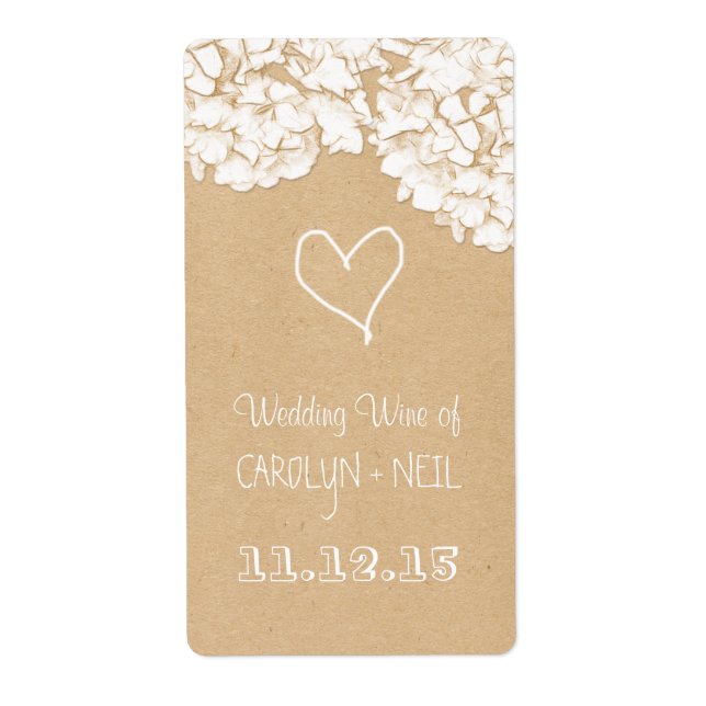 Etiqueta Vinho De Casamento Floral Rustic Hydrangeas (Frente)