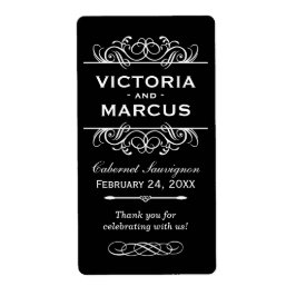 Etiqueta Vinho de Casamento Negro e Branco Favor da Garrafa