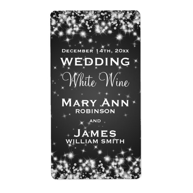 Etiqueta Vinho de Casamento Rótulo de Inverno Preto Espelho (Frente)