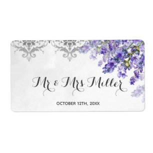 Etiqueta Vinho de champanhe lavanda casamento