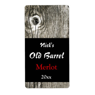 Etiqueta Vinho de textura de madeira de barril velho