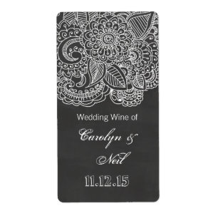 Etiqueta Vinho do casamento de Paisley do quadro do vintage