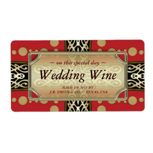 Etiqueta Vinho Dourado Vermelho, Casamento Medieval Moderno