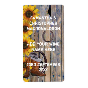 Etiqueta Vinho floral do país ocidental rústico do vaquei