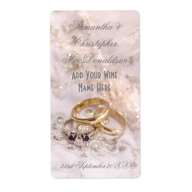 Etiqueta Vinho romântico de casamento (Frente)