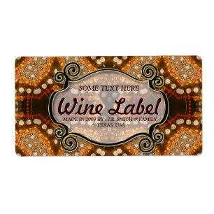 Etiqueta Vinho/Rótulos De Casamento De Terra Tribal Sparkly