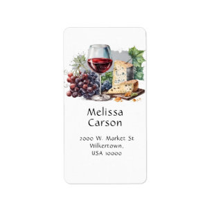 Etiqueta Vinho Vermelho, Queijos e Uvas