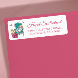 Etiqueta Vintage Alice no País das Maravilhas Sentado em Ca