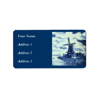 Etiqueta Vintage Antique Delft Blue Azulejo - Moinho