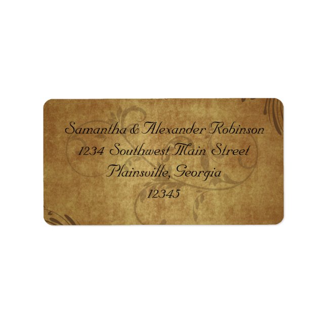 Etiqueta Vintage Antique Teastain Swirl Wedding (Frente)