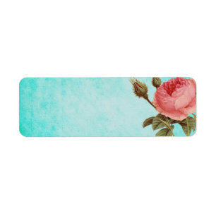 Etiqueta Vintage Aqua com Rosa RSVP