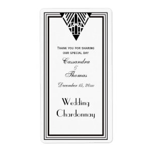 Etiqueta Vintage Art Deco Black Whit Frame #1 V Wine Bottle