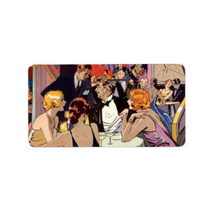 Etiqueta Vintage Art Deco Cocktail Party no Nightclub