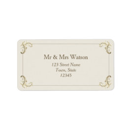 Etiqueta Vintage Baroque Gold Cream Wedding Address