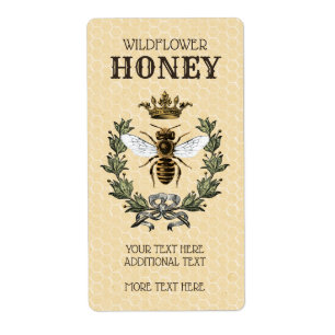 Etiqueta Vintage Bee e Crown Honey Jar