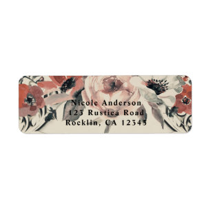 Etiqueta Vintage Bege Elegante Botânico Flores Casamento