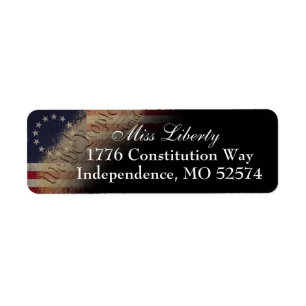 Etiqueta Vintage Betsy Ross American Flag Return