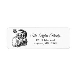 Etiqueta Vintage Black and White Santa Claus Return Endereç