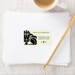 Etiqueta Vintage Black Casamento tema damasco Lable