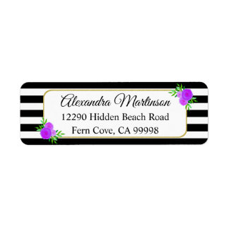 Etiqueta Vintage Black White Strike Watercolor Floral