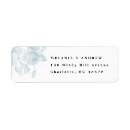 Etiqueta Vintage Blue Watercolor Floral Return Address