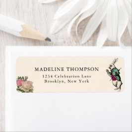 Etiqueta Vintage Blush Floral Rabbit Alice no País das Mara