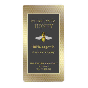 Etiqueta Vintage boião de mel de abelha rústica