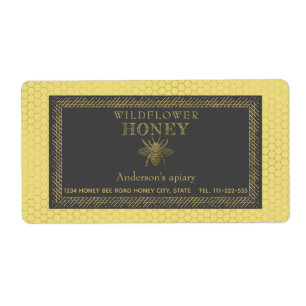 Etiqueta Vintage boião de mel de abelha rústica