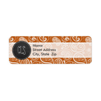 Etiqueta Vintage Chalkboard Burnt Orange Paisley; Floral