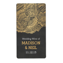 Vintage Chalkboard Dourado Bohemian Wedding Wine
