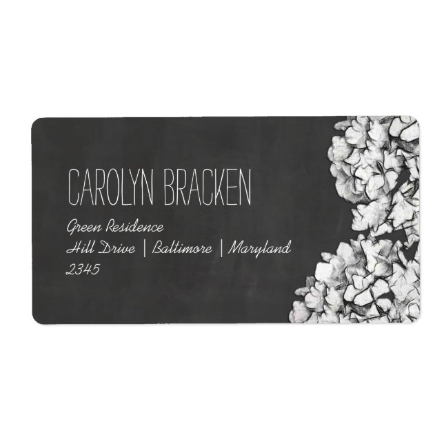 Etiqueta Vintage Chalkboard Hydrangeas Floral Weding (Frente)