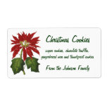 Etiqueta Vintage Christmas, Red Poinsettia Winter Plant<br><div class="desc">Vintage illustration Victorian Era Merry Christmas holiday design featuring a blooming floral poinsettia plant with red blossoms and green leaves. Beautiful winter botanical flowers. Happy Holidays and Season's Greetings!</div>