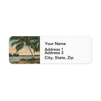 Etiqueta Vintage Coconut Palms Tropical Breeze Sunset