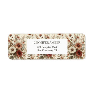 Etiqueta Vintage Cottagecore Watercolor Floral Earth Rosas