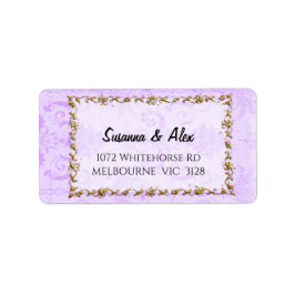 Etiqueta Vintage Damask Purple Weding