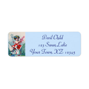 Etiqueta Vintage Devil Child & Swan