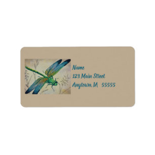 Etiqueta Vintage Dragonfly No. 1 e Grass Watercolor Art