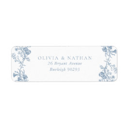 Etiqueta Vintage Dusty Blue Floral Endereço de Devolução