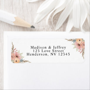Etiqueta Vintage Dusty Rosa Peach Casamento Floral