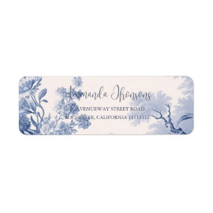Etiqueta Vintage French Floral Toile Blue