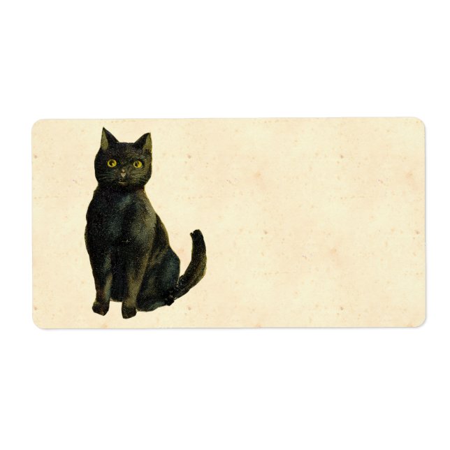 Etiqueta Vintage Halloween Cat (Frente)